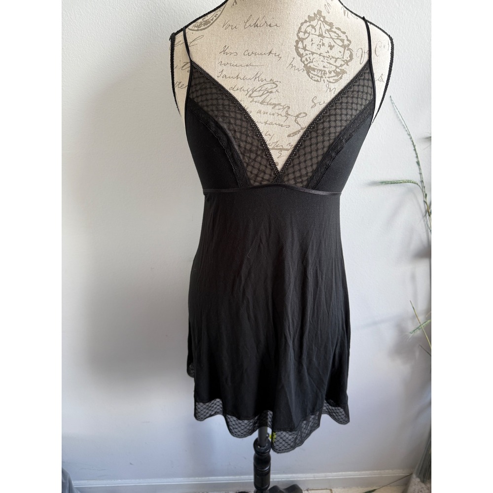 Victoria's Secret Black Lace-Trim Slip Chemise